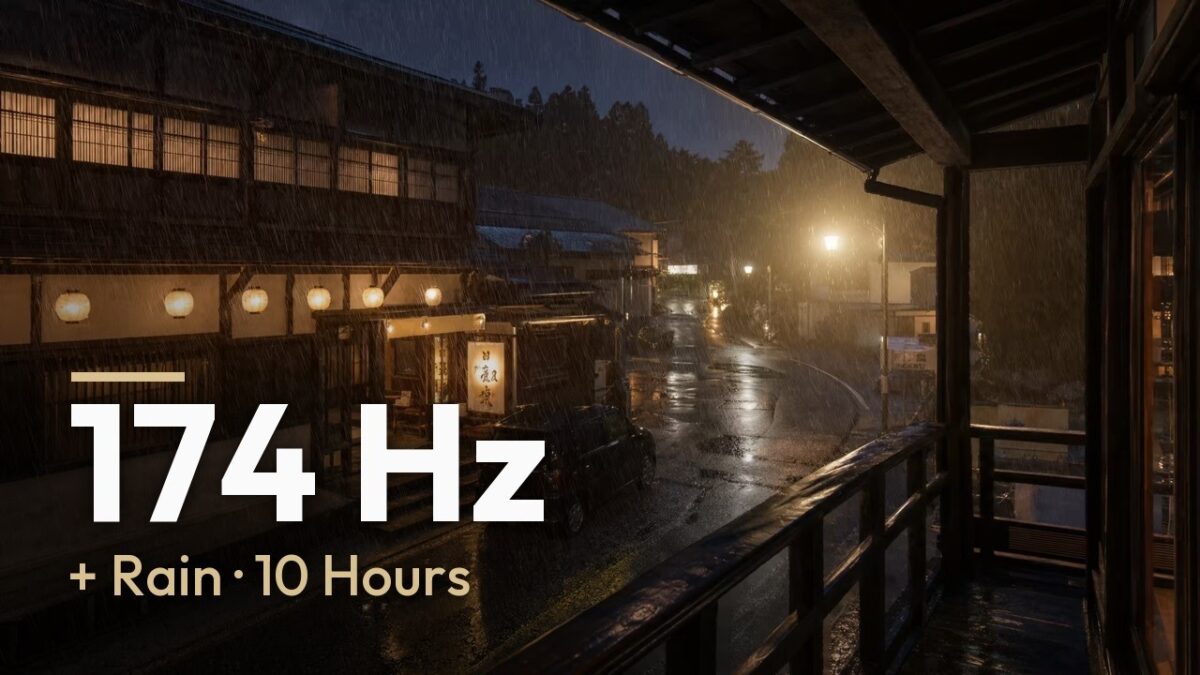 174 Hz + Rain · Night in Hakone, Japan · 10 Hours 4K