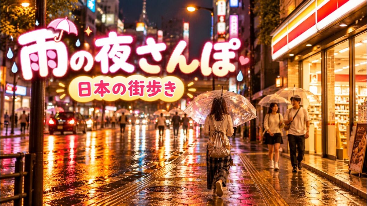 【雨の夜散歩】雨に濡れた日本の街を歩く ☔ 夜景と街の音に癒される4Kウォーキングツアー
