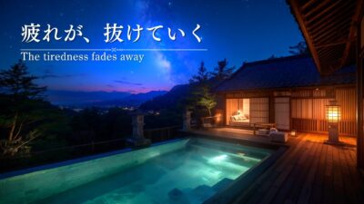 【4K】張りつめた気持ちを手放す夜。星降る旅館の露天風呂｜3時間睡眠・リラックスBGM｜Starry Ryokan Onsen Sleep & Relaxing Ambience 3 Hours