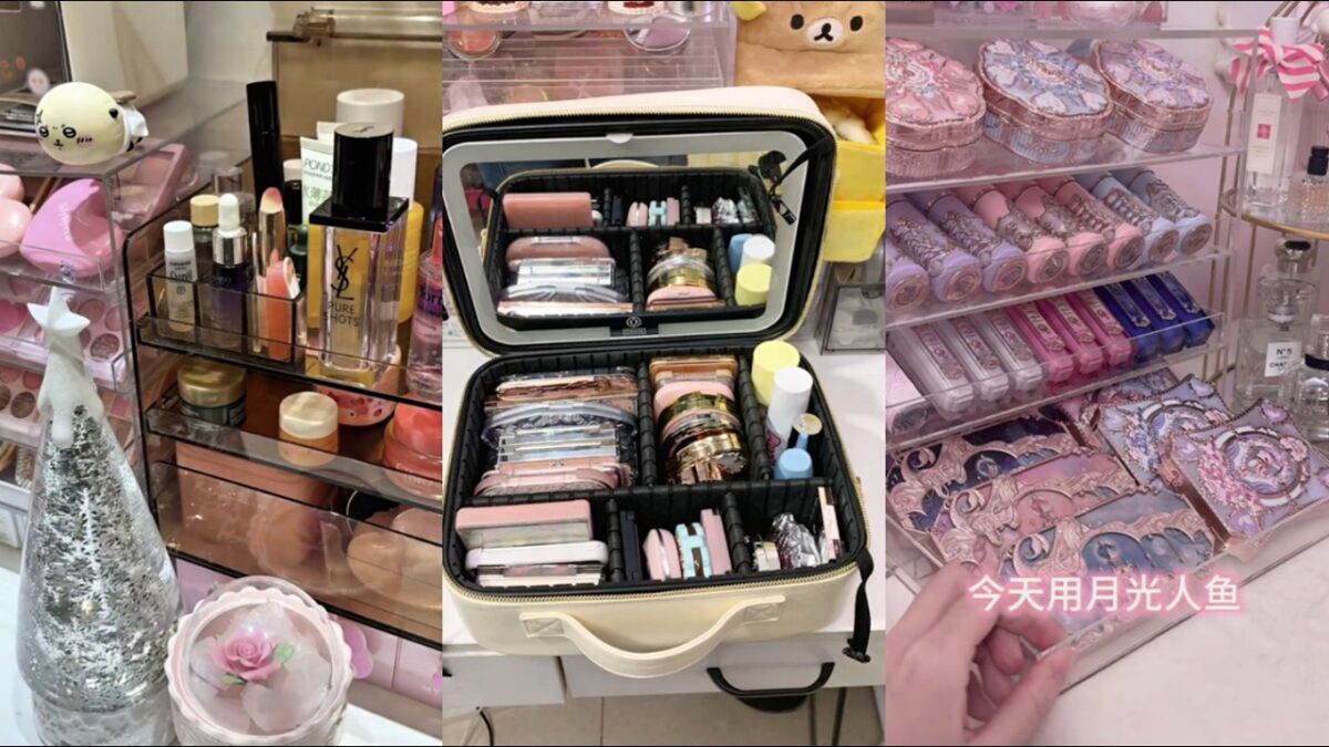 ASMR MAKEUP STOCKING & ORGANIZING VANITY 🎀