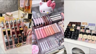 ASMR MAKEUP STOCKING & ORGANIZING VANITY 🎀