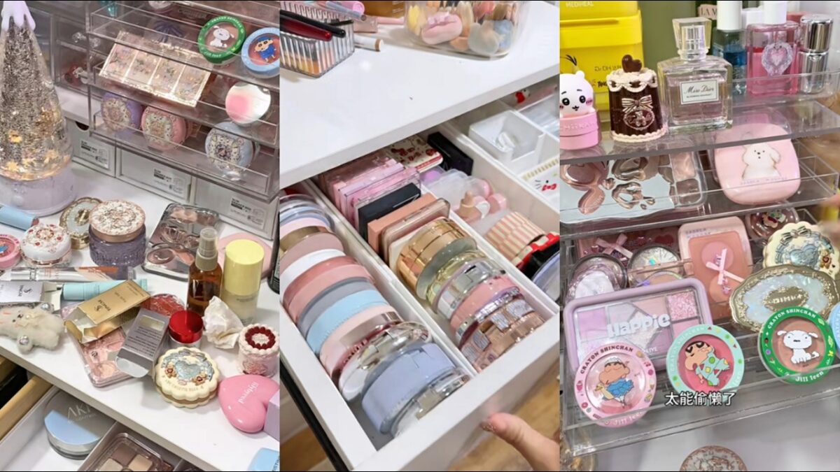 ASMR MAKEUP STOCKING & ORGANIZING VANITY 🎀