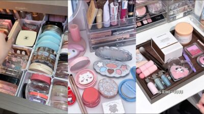 ASMR MAKEUP STOCKING & ORGANIZING VANITY 🎀