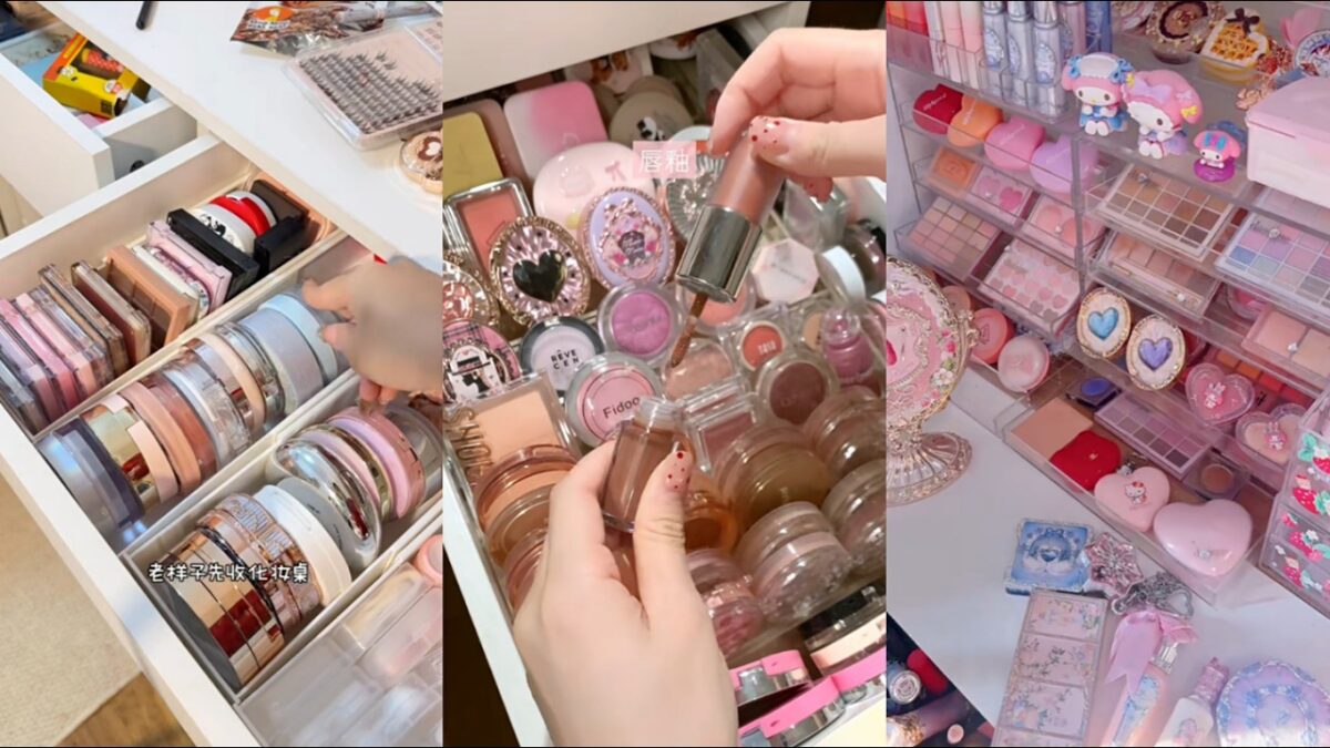 ASMR MAKEUP STOCKING & ORGANIZING VANITY 🎀
