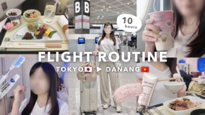 Flight Routine｜ 成田→ダナン✈️ ベトナム航空フライトルーティン｜ビジネスクラス機内食🍽️,美容ケア🧴,ホーチミンでの乗り継ぎ方法🎫