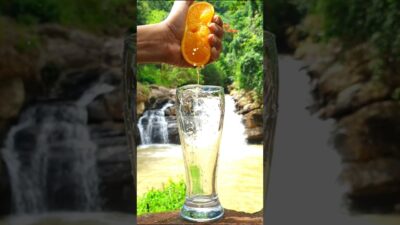 Fresh Orange juice in nature 🍊🥶  #cooking #asmr #nature #shorts