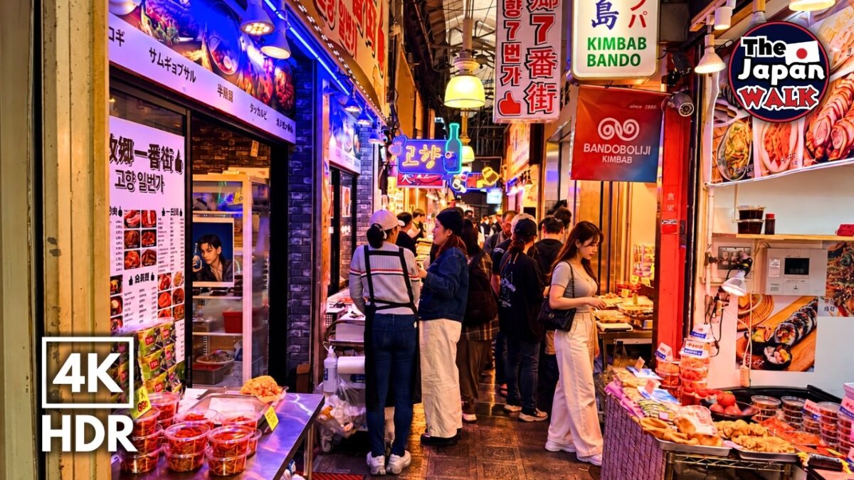 Japan Street Food Walk – Osaka Korea Town | Tsuruhashi | 4K HDR