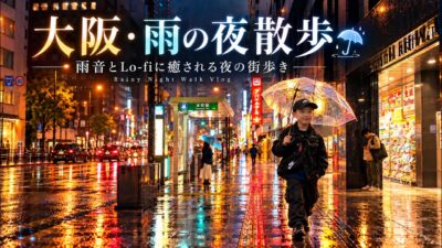【大阪・雨の夜散歩】雨音とLo-fiに癒される夜の街歩き ☔ ネオンが輝く大阪の夜景｜Rainy Night Walk Vlog