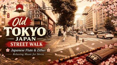 Old Tokyo Japan Street Walk | Japanese Flute & Zither | Relaxing Music for Stress #3