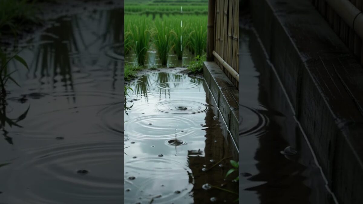 Peaceful Rain in a Rice Field Hut | Nature ASMR #Shorts #RelaxingRain #RainyDay  #NatureSounds