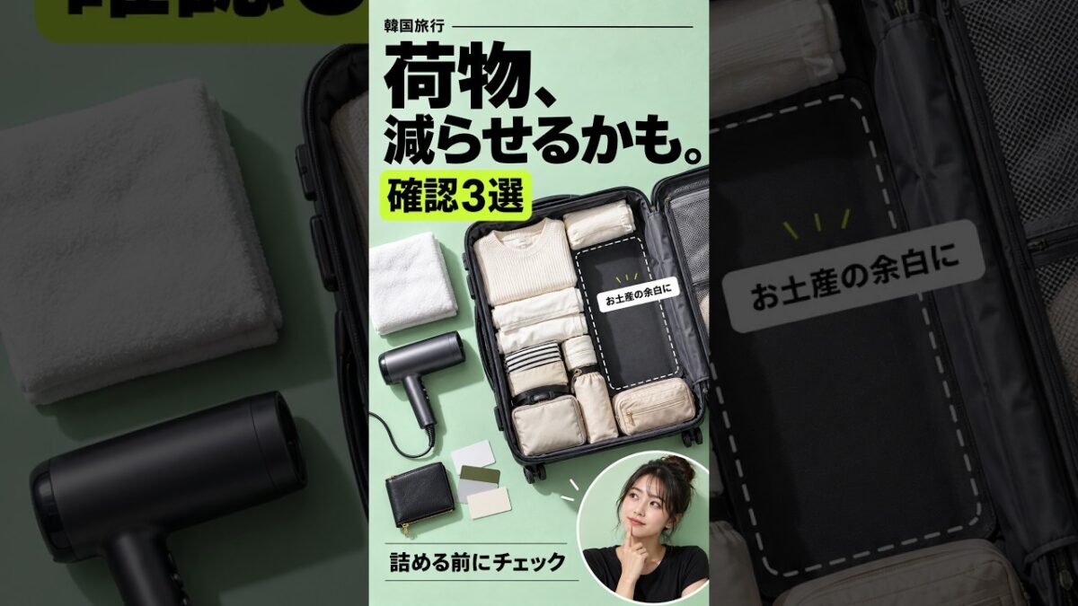 韓国旅行、それ全部持っていく？荷物を減らすための確認３選　　#韓国旅行 #韓国旅行準備 #パッキング #旅行の持ち物 #荷物を減らす #ソウル旅行 #Shorts