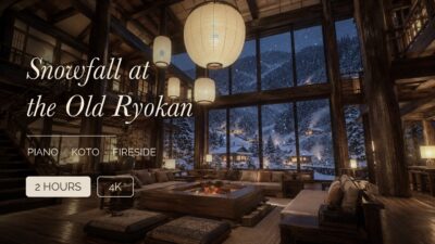 Snowfall at the Old Ryokan ❄ Piano & Koto by the Irori Fire 2 Hours 4K | 雪の老舗旅館 作業用・睡眠用BGM